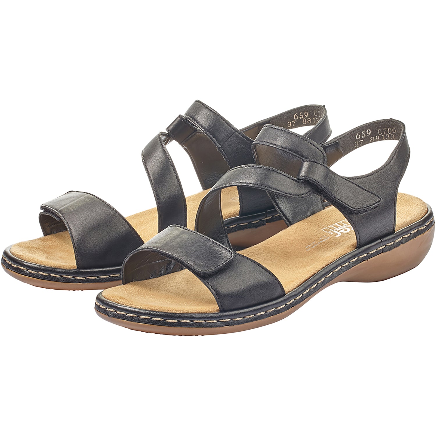 Womens Rieker Women's Rieker 659C7-00 Regina Black Leather Black Leather