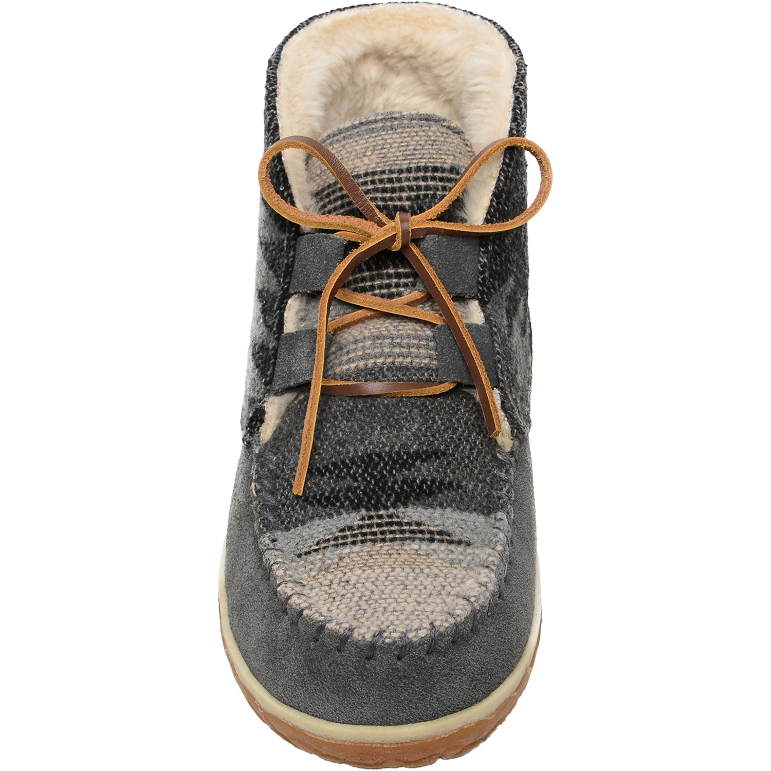 Womens Minnetonka Women's Minnetonka Torrey Grey/Multi Suede Grey/Multi Suede