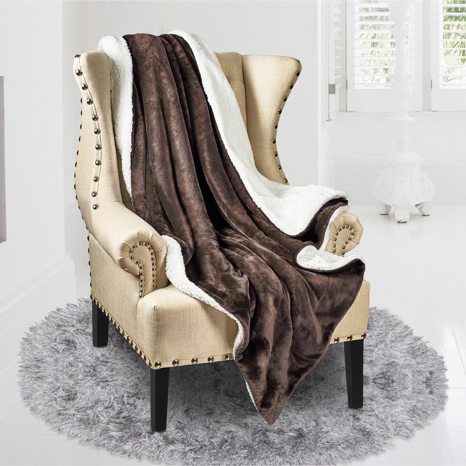 Unisex Genteele blankets Unisex Genteele Sherpa Throw Blanket Brown Brown