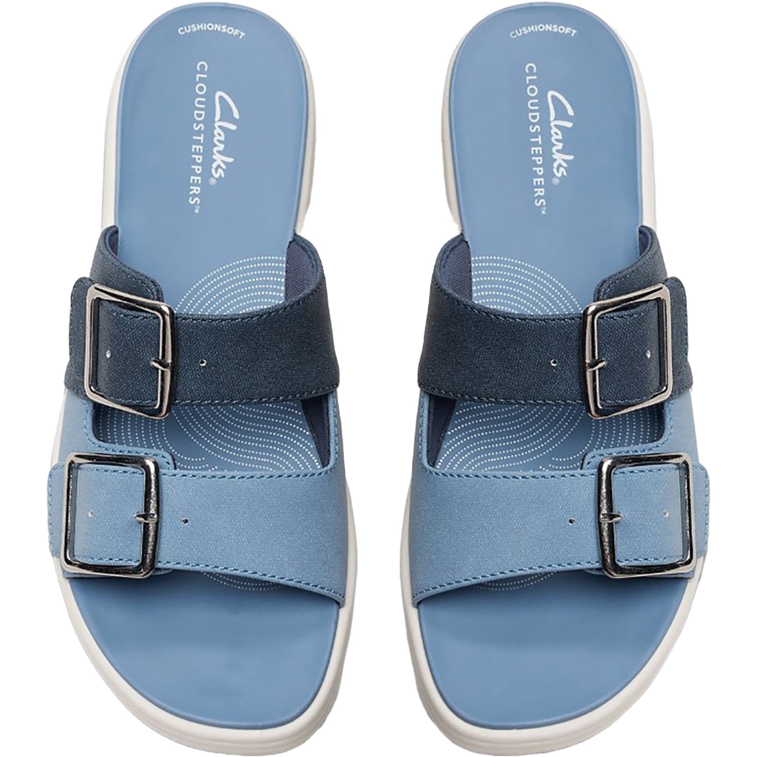 Womens Clarks Women's Clarks Cloudsteppers Drift Buckle Denim Combi Synthetic Denim Combi Synthetic