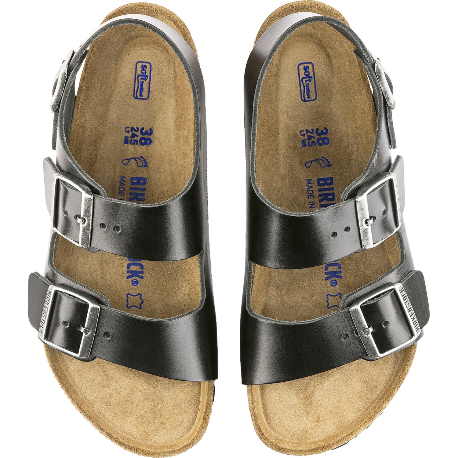 Unisex Birkenstock Unisex Birkenstock Milano Soft Footbed Black Amalfi Leather Black Amalfi Leather