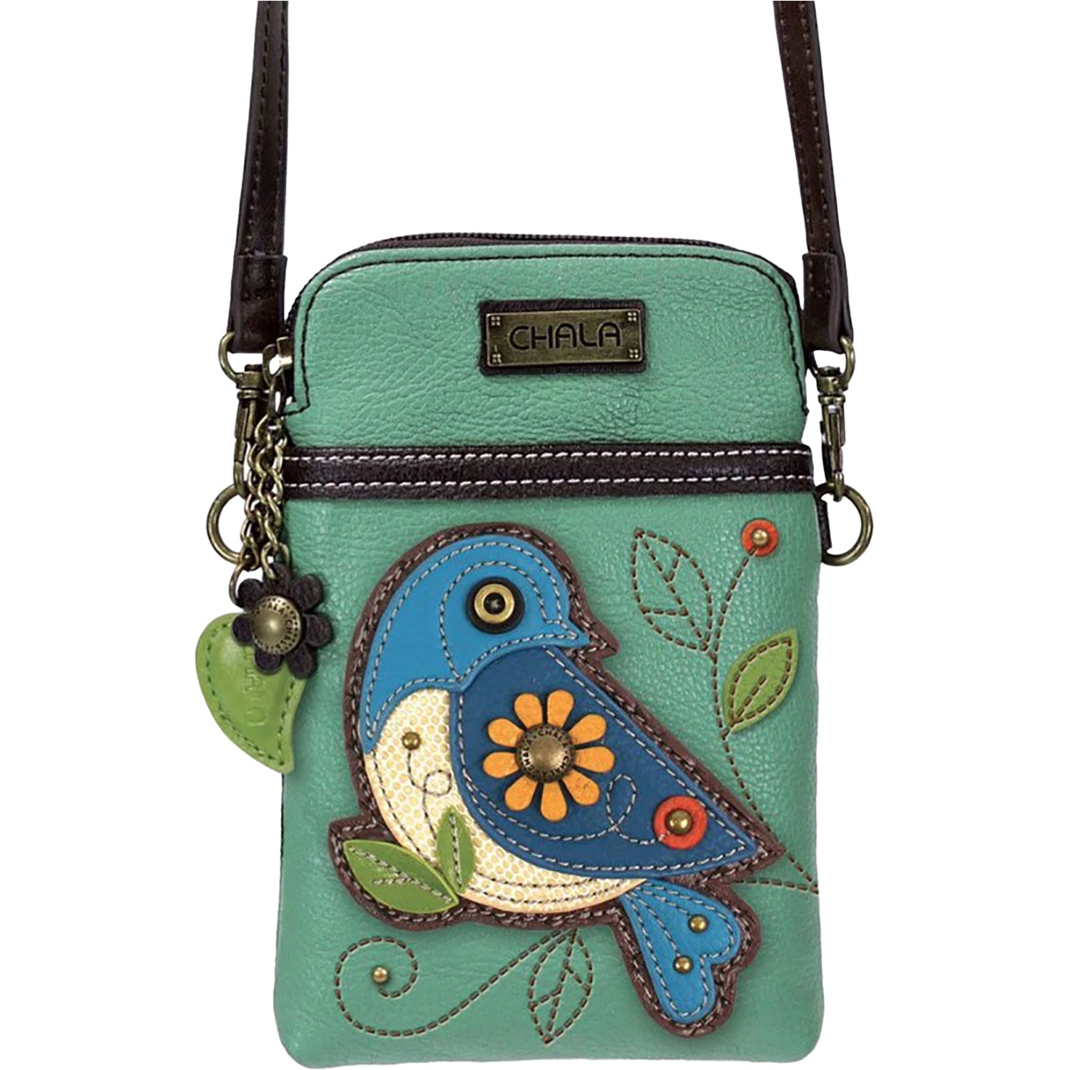 Chala Chala Bird Cell Phone Crossbody Teal Teal