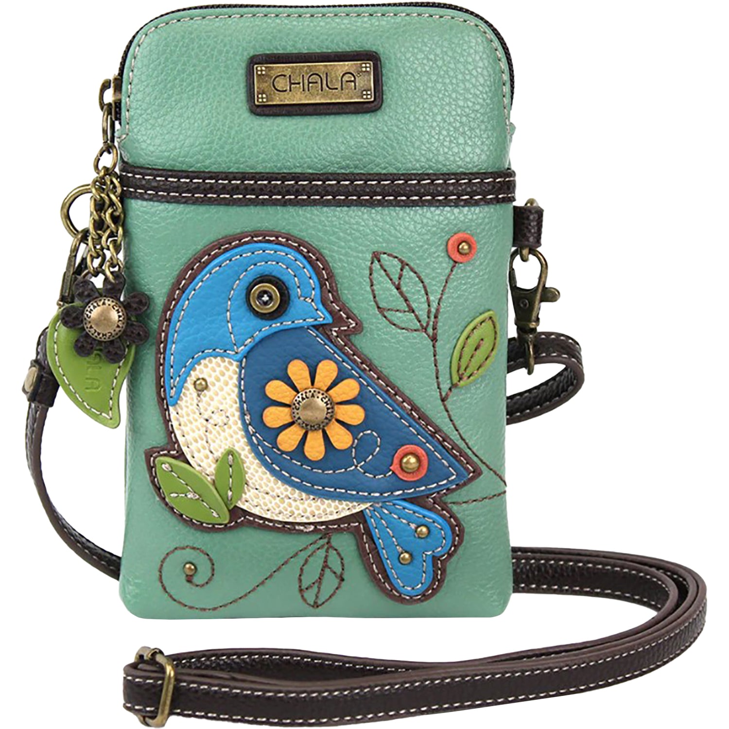 Chala Chala Bird Cell Phone Crossbody Teal Teal