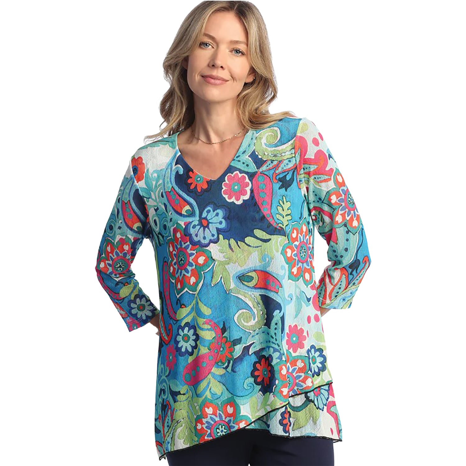 Womens Jess & jane Women's Jess & Jane Crepe Mesh Long-Sleeved Tunic Marina Marina