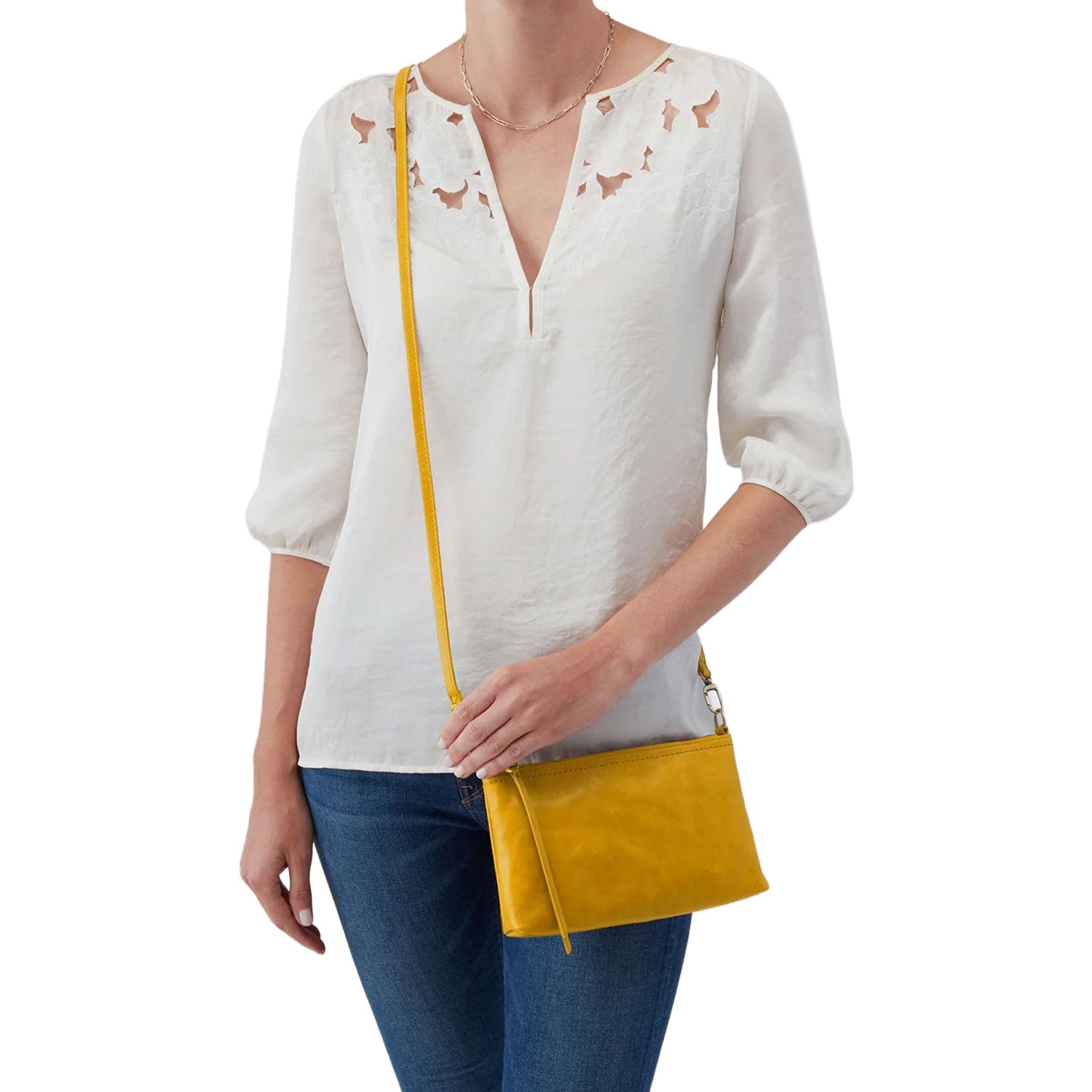 Womens Hobo Hobo International Darcy Crossbody Sun Glow Polished Leather Sun Glow