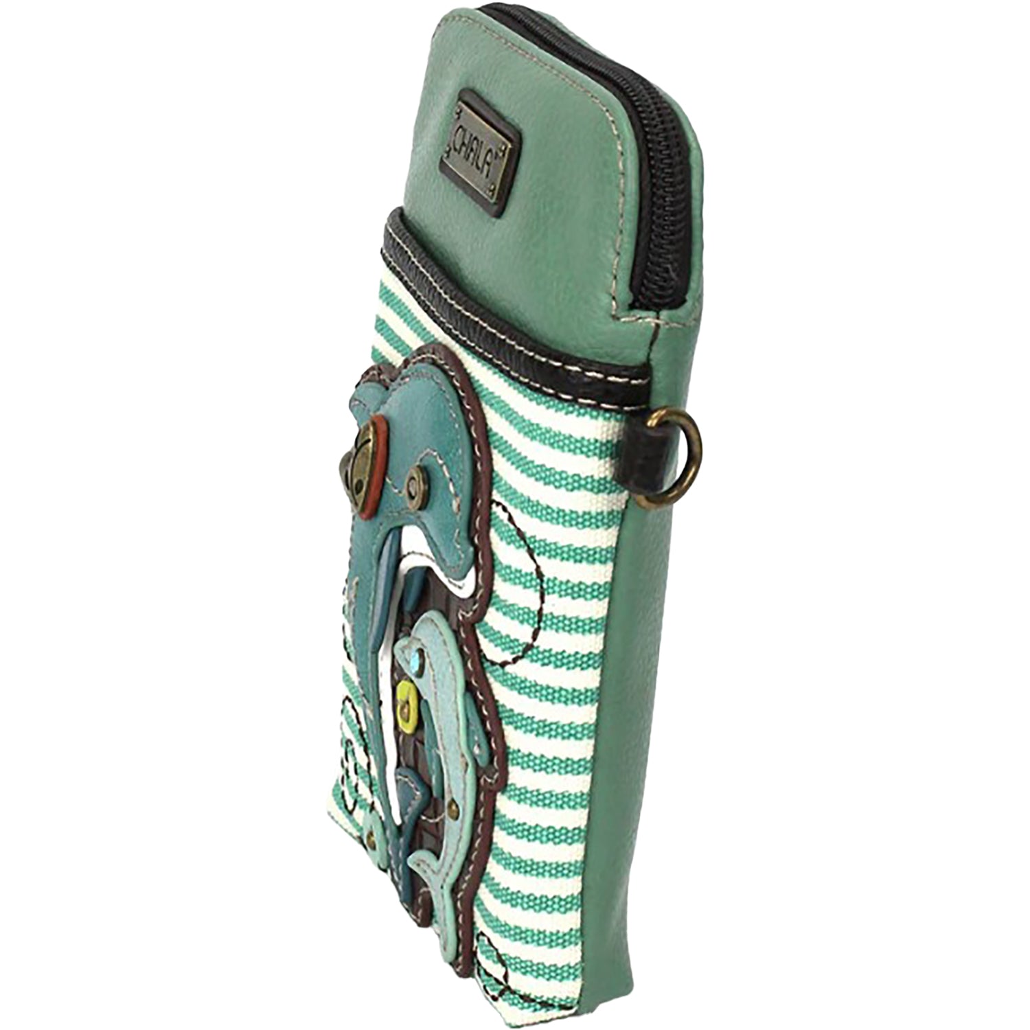 Chala Chala Dolphin Cell Phone Crossbody Teal Stripe Teal Stripe