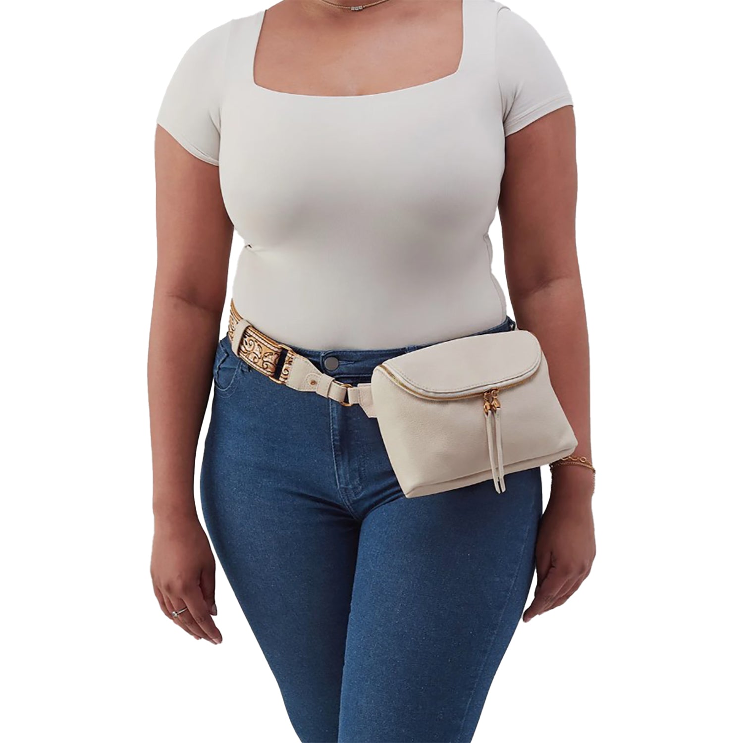 Womens Hobo Hobo International Fern Large Belt Bag Birch with Webbing Strap Birch with Webbing Strap