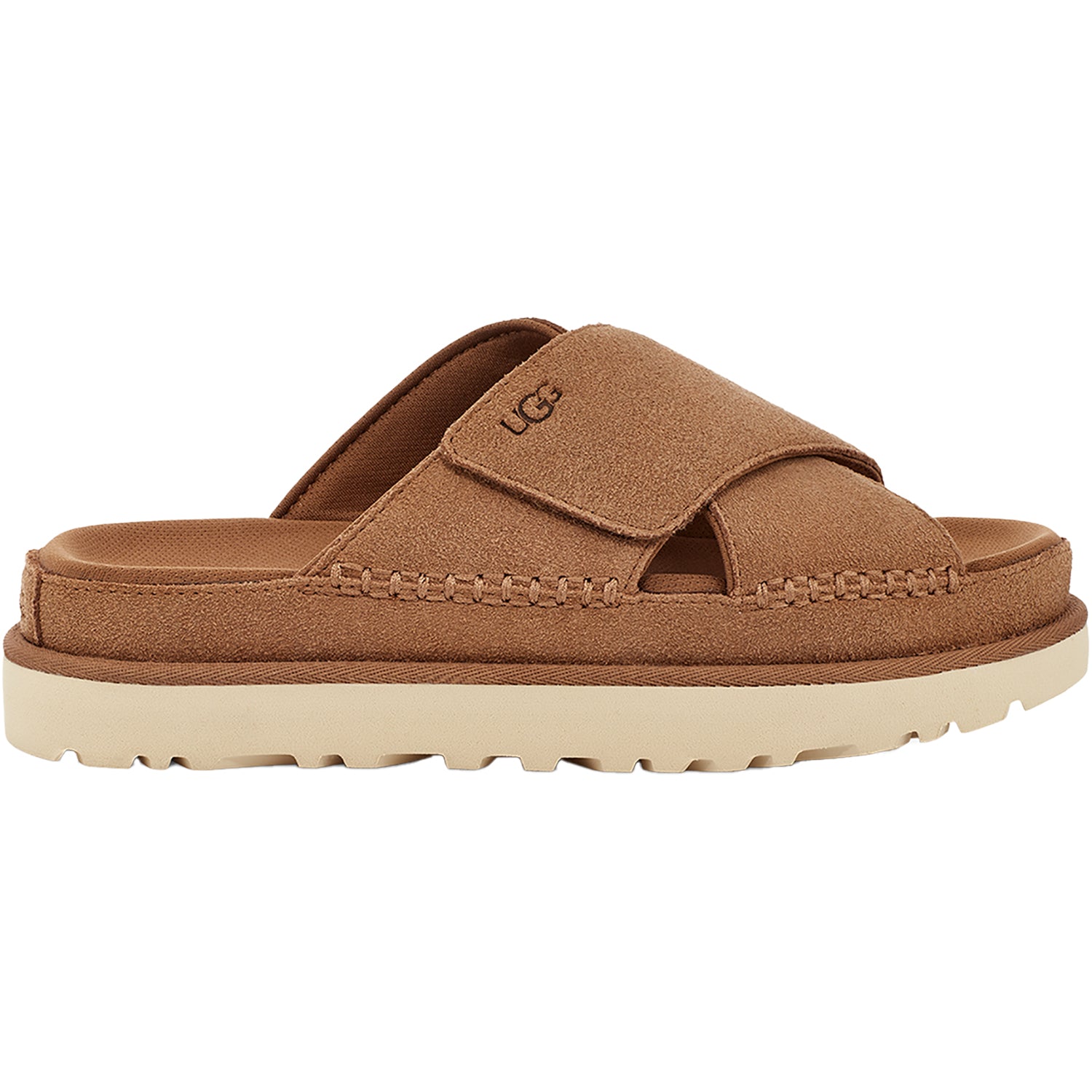 Womens Ugg Women's UGG Goldenstar Cross Slide Chestnut Chestnut