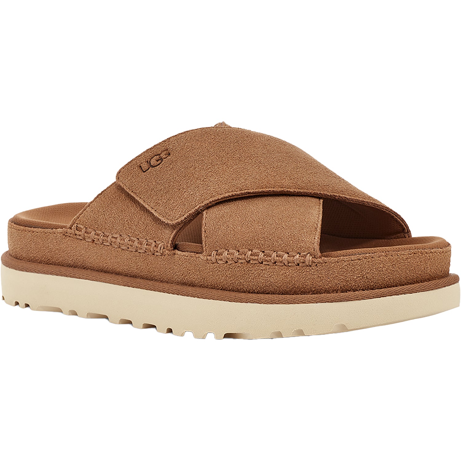Womens Ugg Women's UGG Goldenstar Cross Slide Chestnut Chestnut
