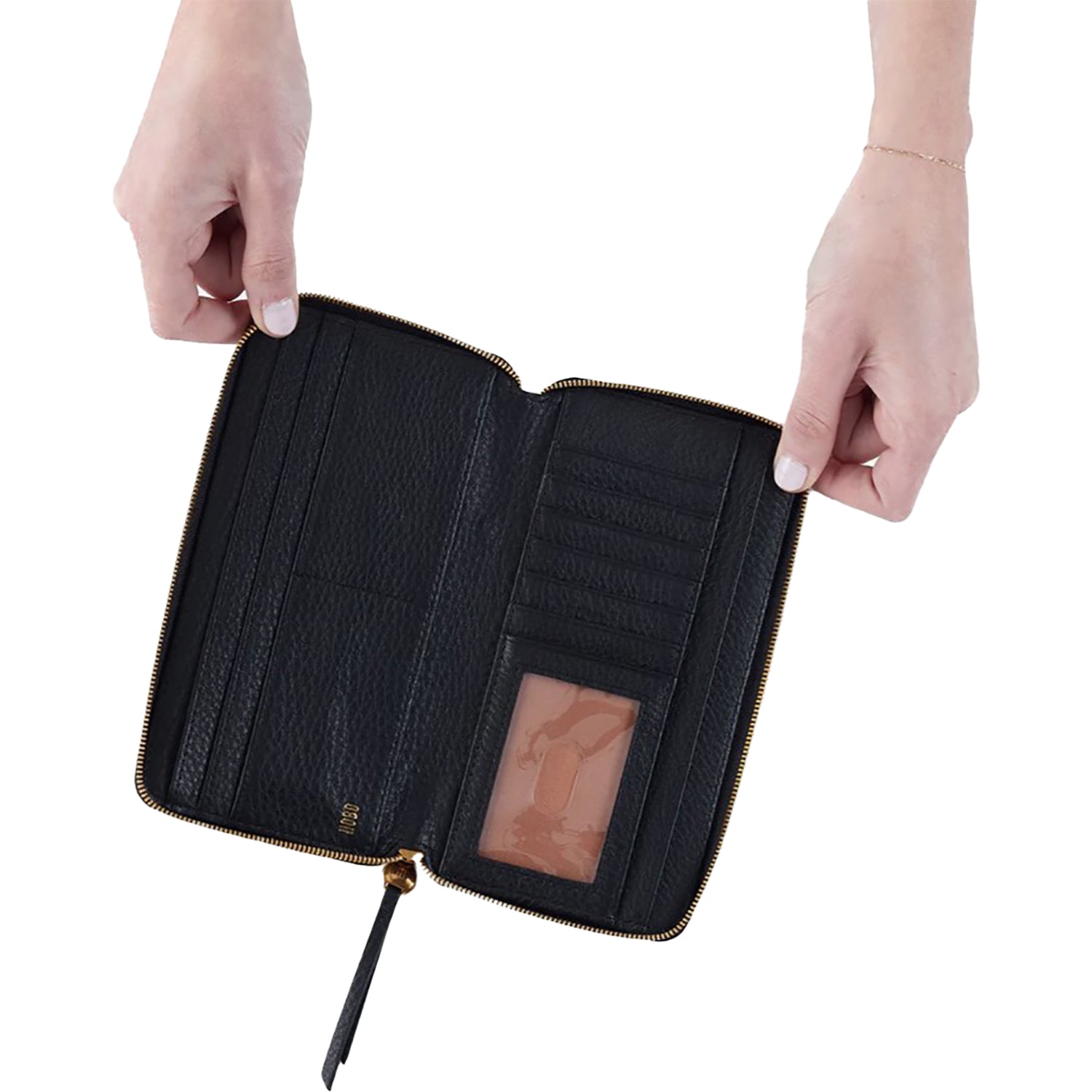 Womens Hobo Hobo International Hart Large Wallet Black Pebbled Leather Black Pebbled Leather