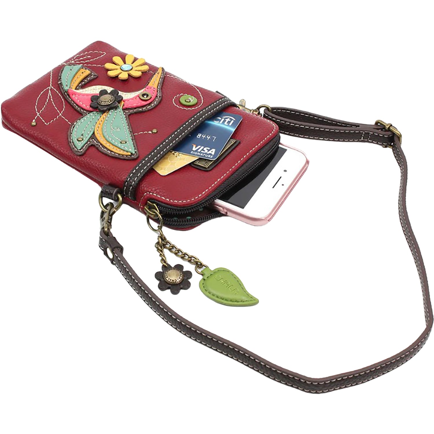 Chala Chala Hummingbird Cell Phone Crossbody Burgundy Burgundy