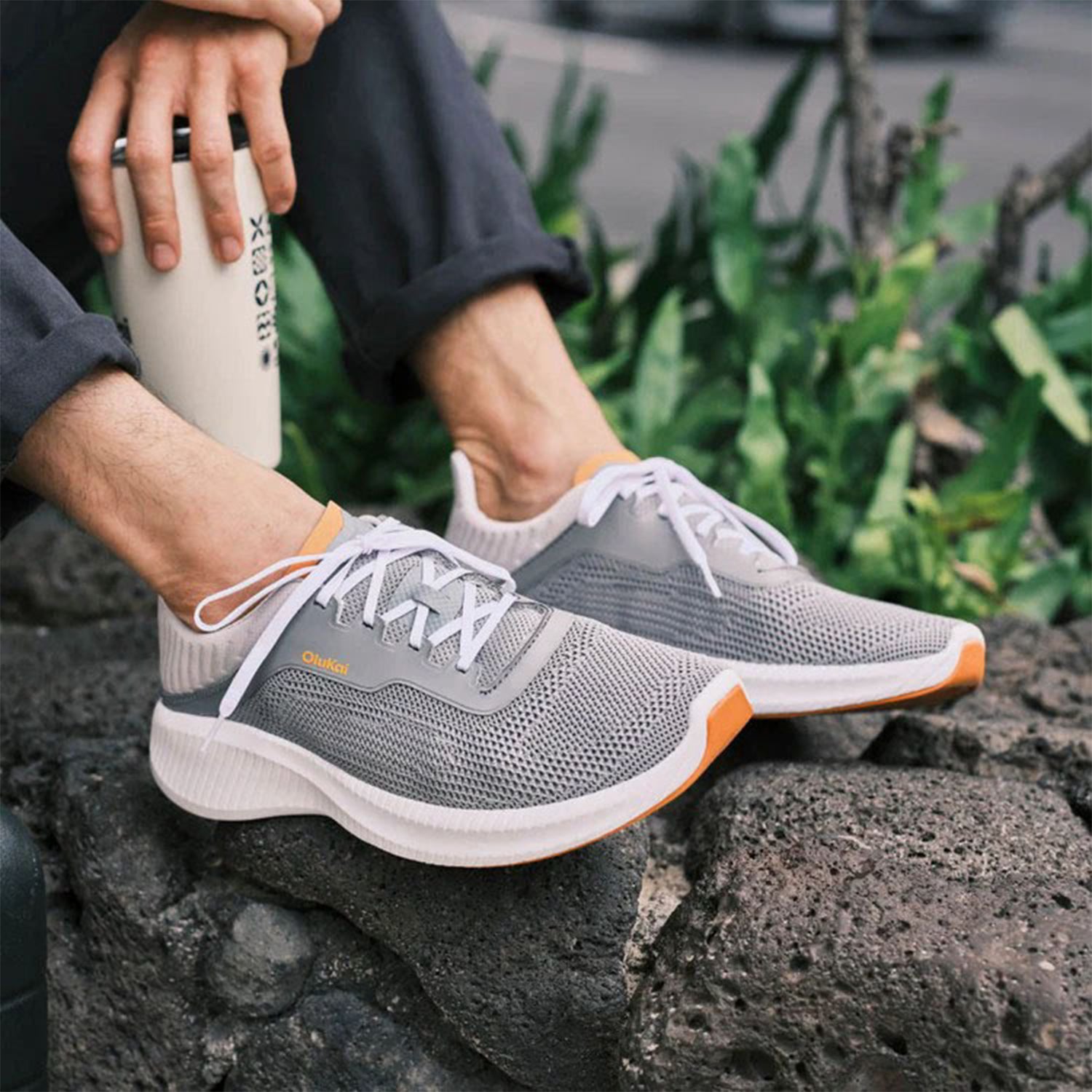 Mens Olukai Men's OluKai Island Hopper Storm Grey/Storm Grey Mesh Storm Grey/Storm Grey Mesh