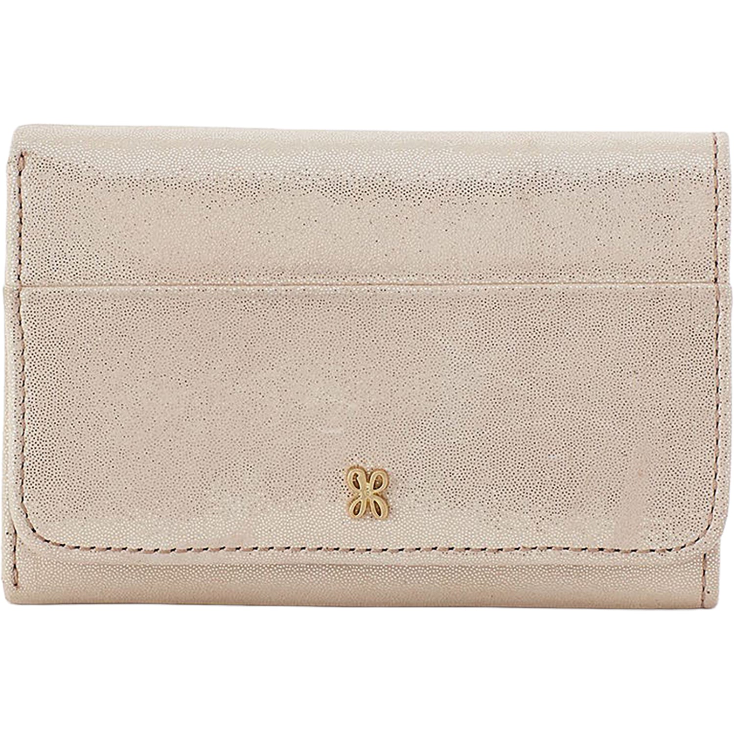 Womens Hobo Hobo International Jill Trifold Wallet Sand Shimmer Leather Sand Shimmer Leather
