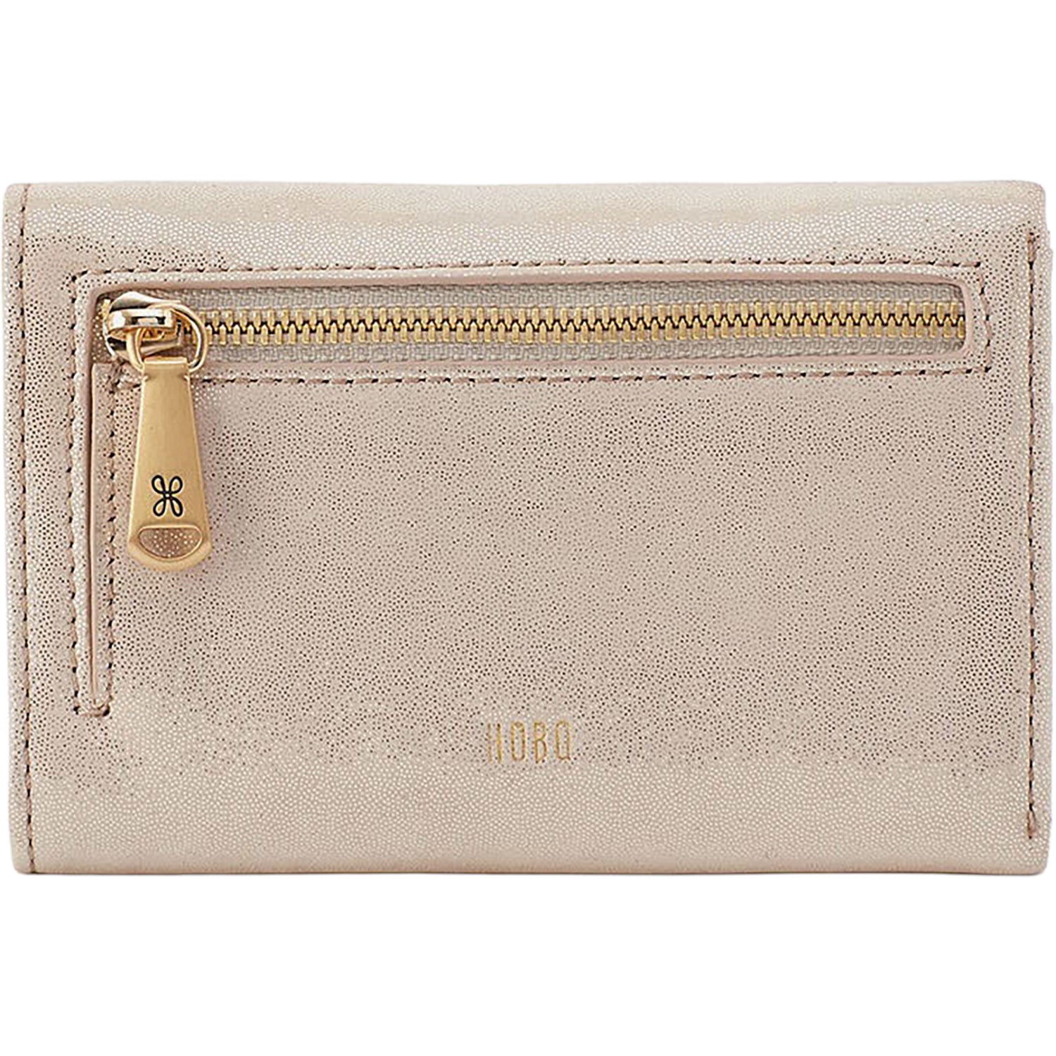 Womens Hobo Hobo International Jill Trifold Wallet Sand Shimmer Leather Sand Shimmer Leather