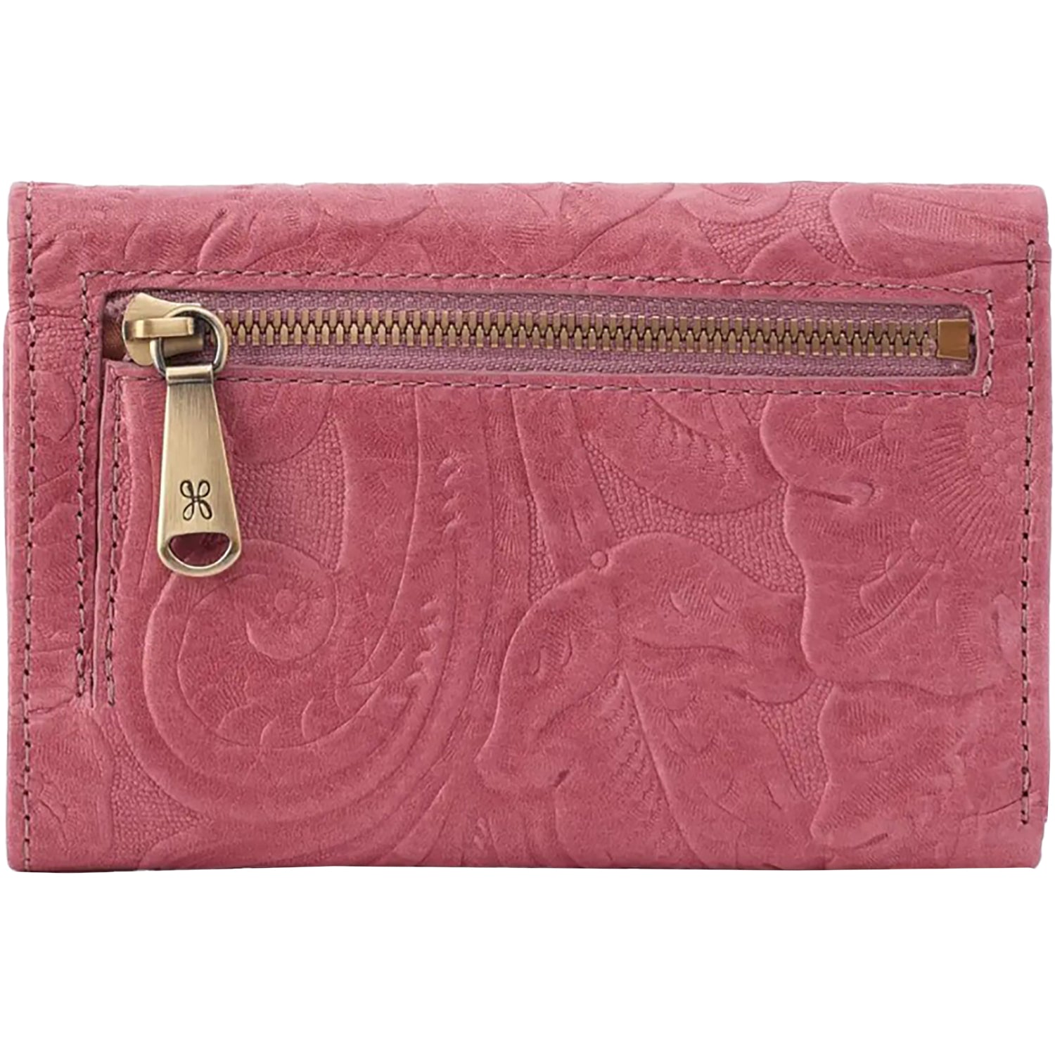 Womens Hobo Hobo International Jill Trifold Wallet Mauve Tooled Embossed Leather Mauve Embossed Leather