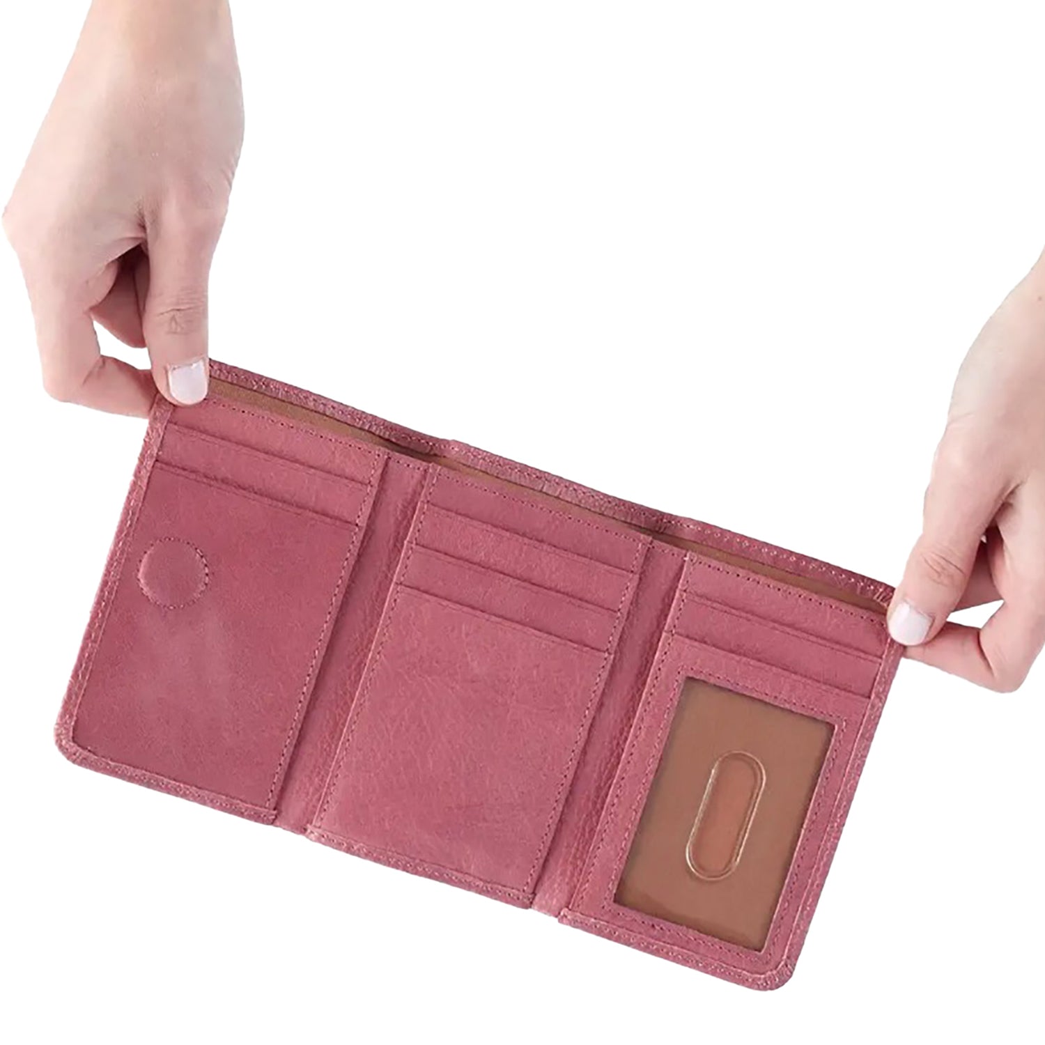 Womens Hobo Hobo International Jill Trifold Wallet Mauve Tooled Embossed Leather Mauve Embossed Leather