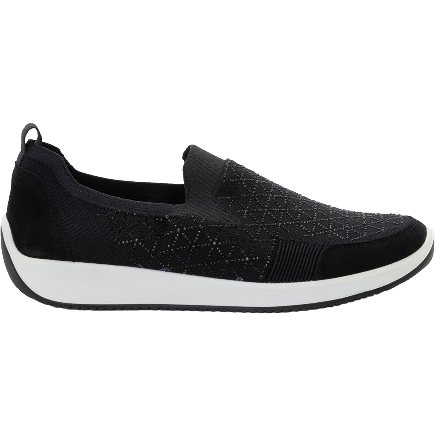 Womens Ara shoes Women's Ara Shoes Lisbon Black/White Wovenstretch With Sparkle Black/White