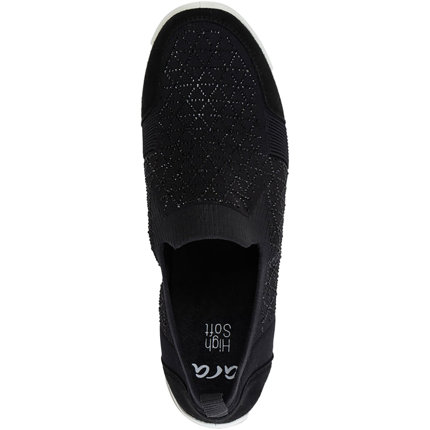 Womens Ara shoes Women's Ara Shoes Lisbon Black/White Wovenstretch With Sparkle Black/White