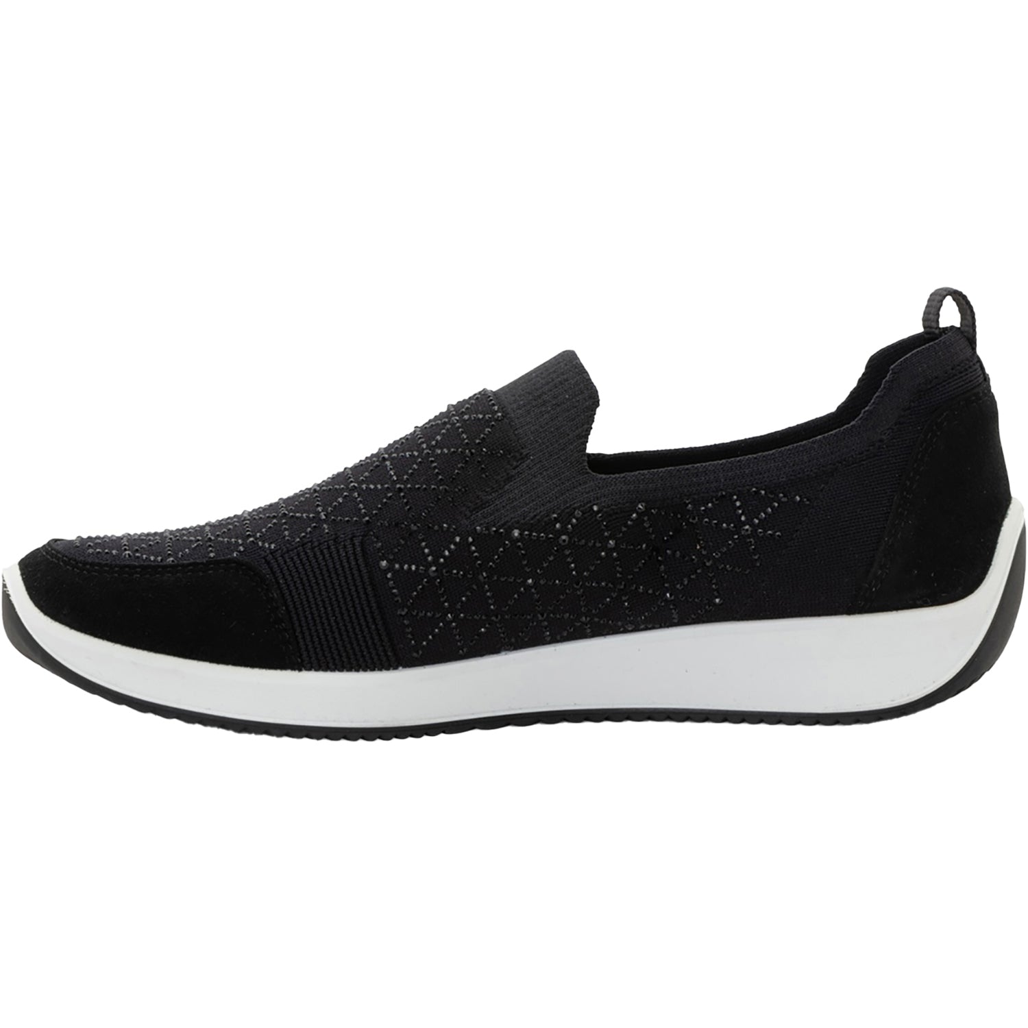 Womens Ara shoes Women's Ara Shoes Lisbon Black/White Wovenstretch With Sparkle Black/White