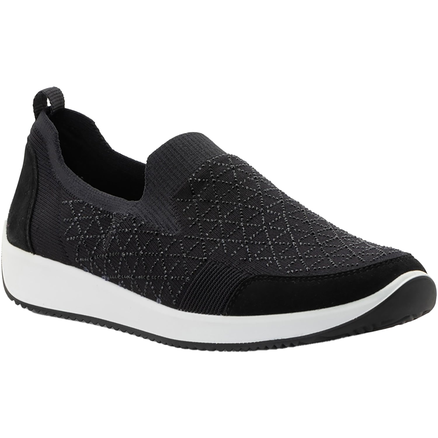 Womens Ara shoes Women's Ara Shoes Lisbon Black/White Wovenstretch With Sparkle Black/White