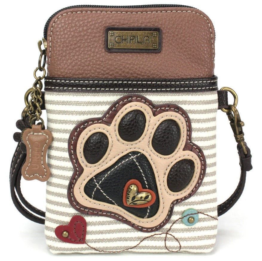 Chala Chala Pawprint Cell Phone Crossbody Gray Stripe Gray Stripe
