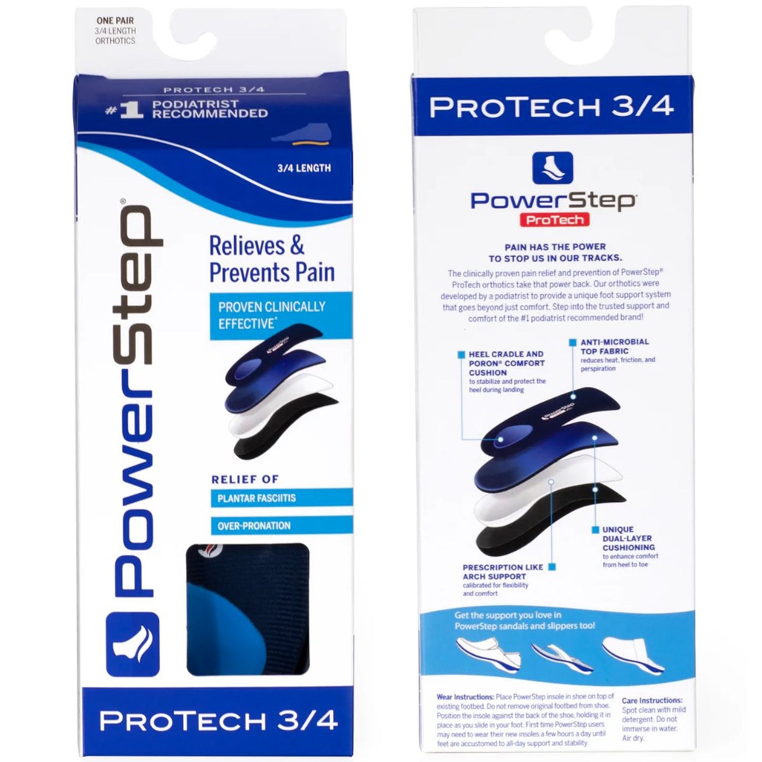 Unisex Powerstep Powerstep ProTech 3/4 Insoles Blue