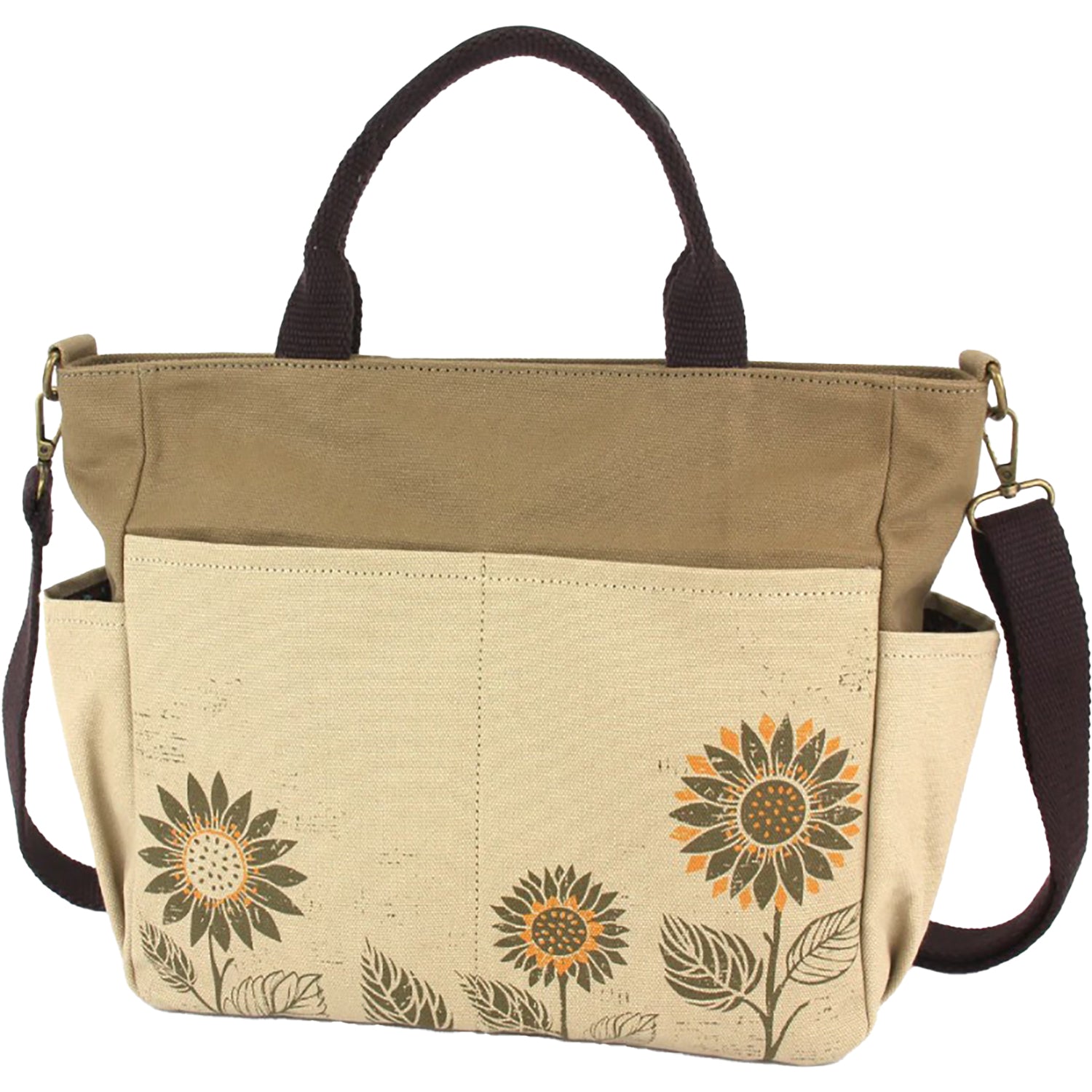 Chala Chala Sunflower Canvas Print Pocket Tote Sand Sand