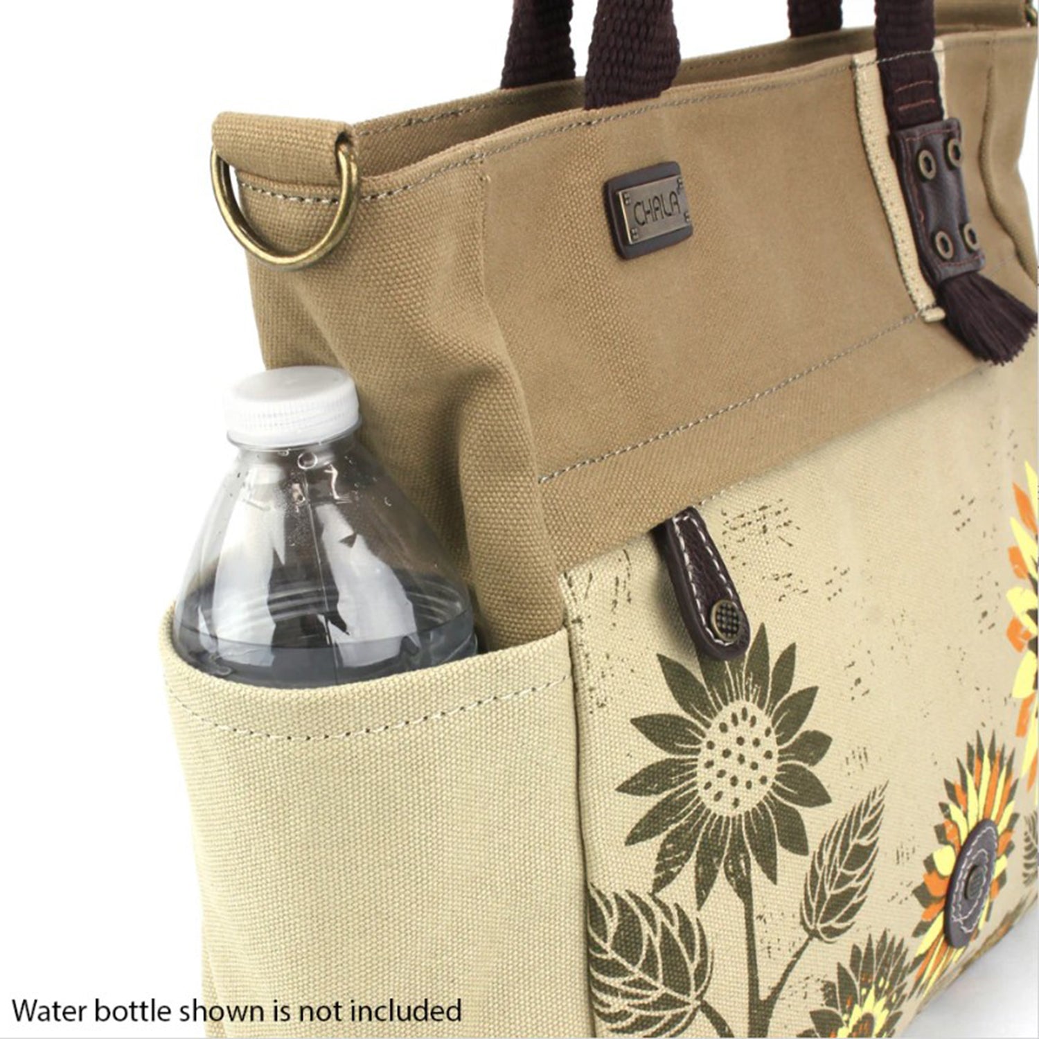 Chala Chala Sunflower Canvas Print Pocket Tote Sand Sand