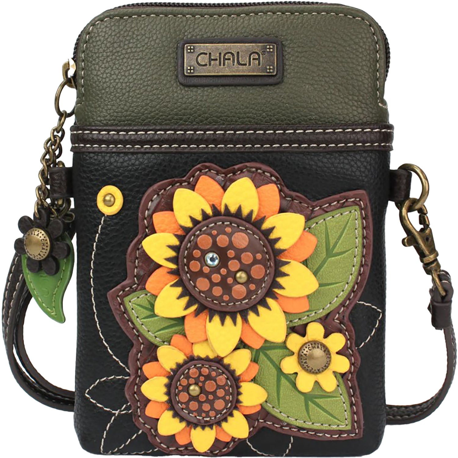 Chala Chala Sunflower Cell Phone Crossbody Black Black