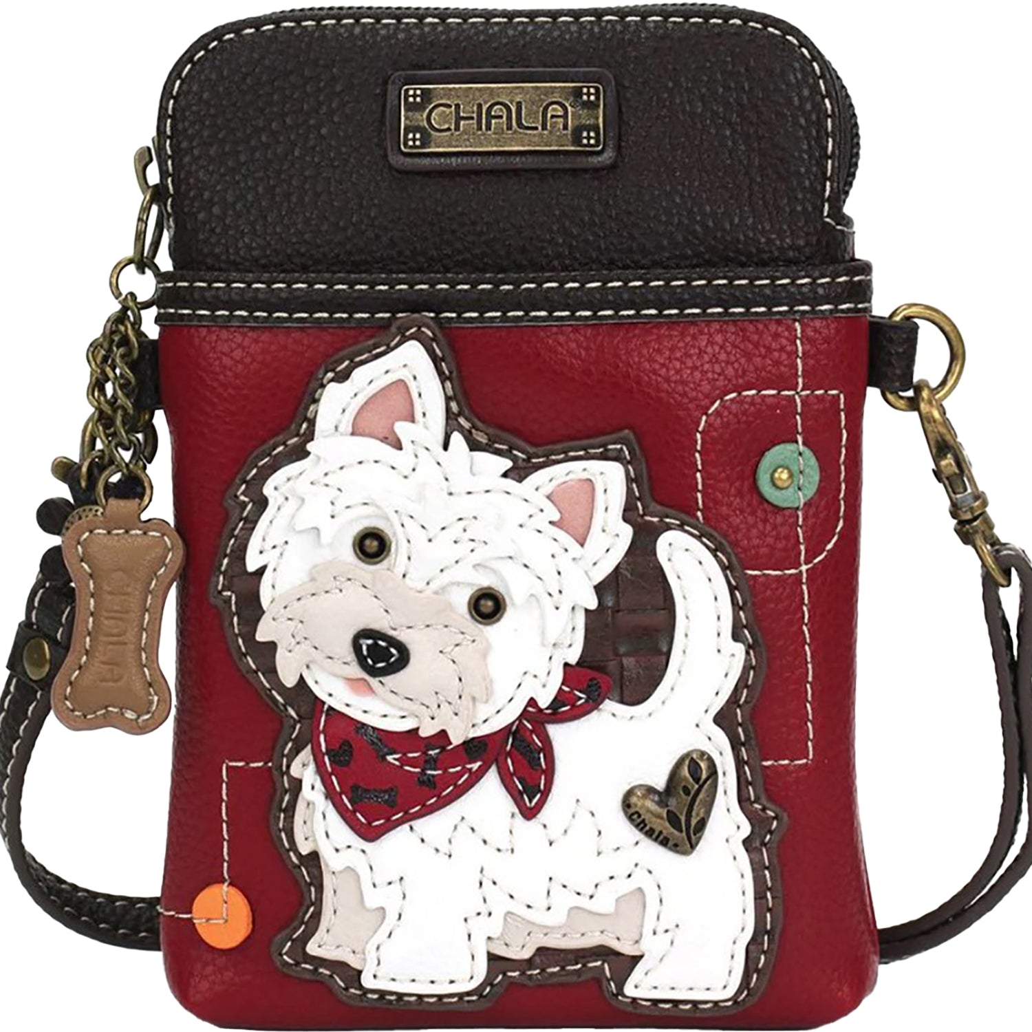 Chala Chala Westie Cellphone Crossbody Burgundy Burgundy